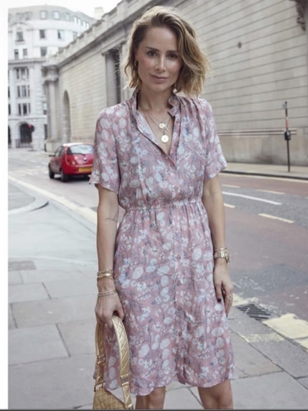 Anine Bing Pink Button Floral 100% Silk Shirt Dress Size XS SEE DESCRIPTION❤️ - Picture 4 of 13
